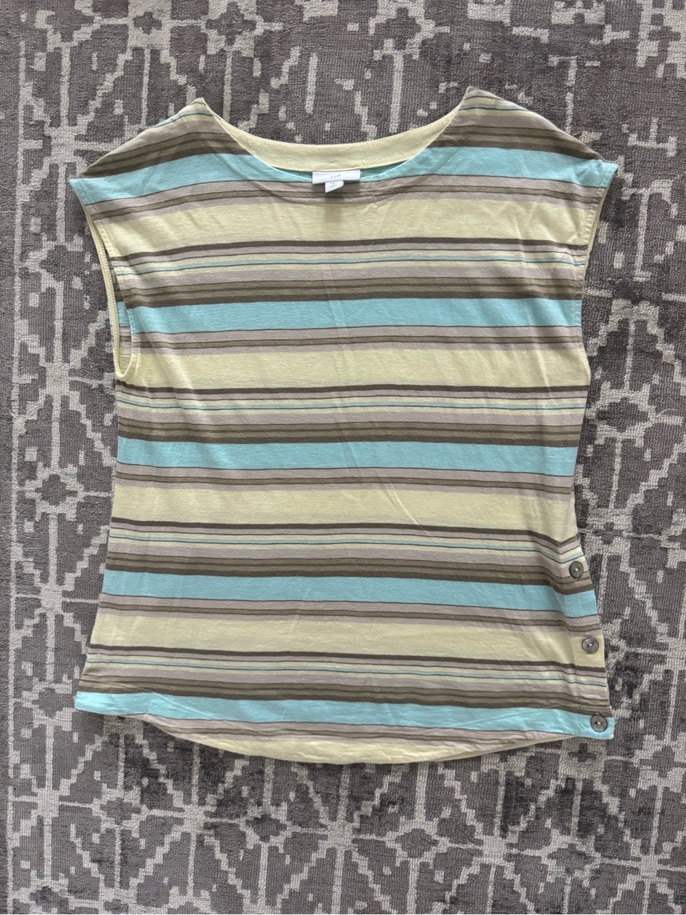 J. Jill Striped Cotton Modal Side Button Top Size Small
